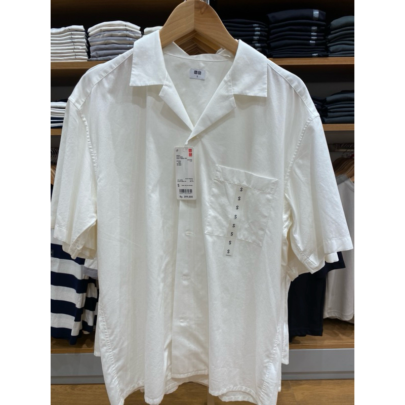 KEMEJA KATUN KERAH TERBUKA UNIQLO