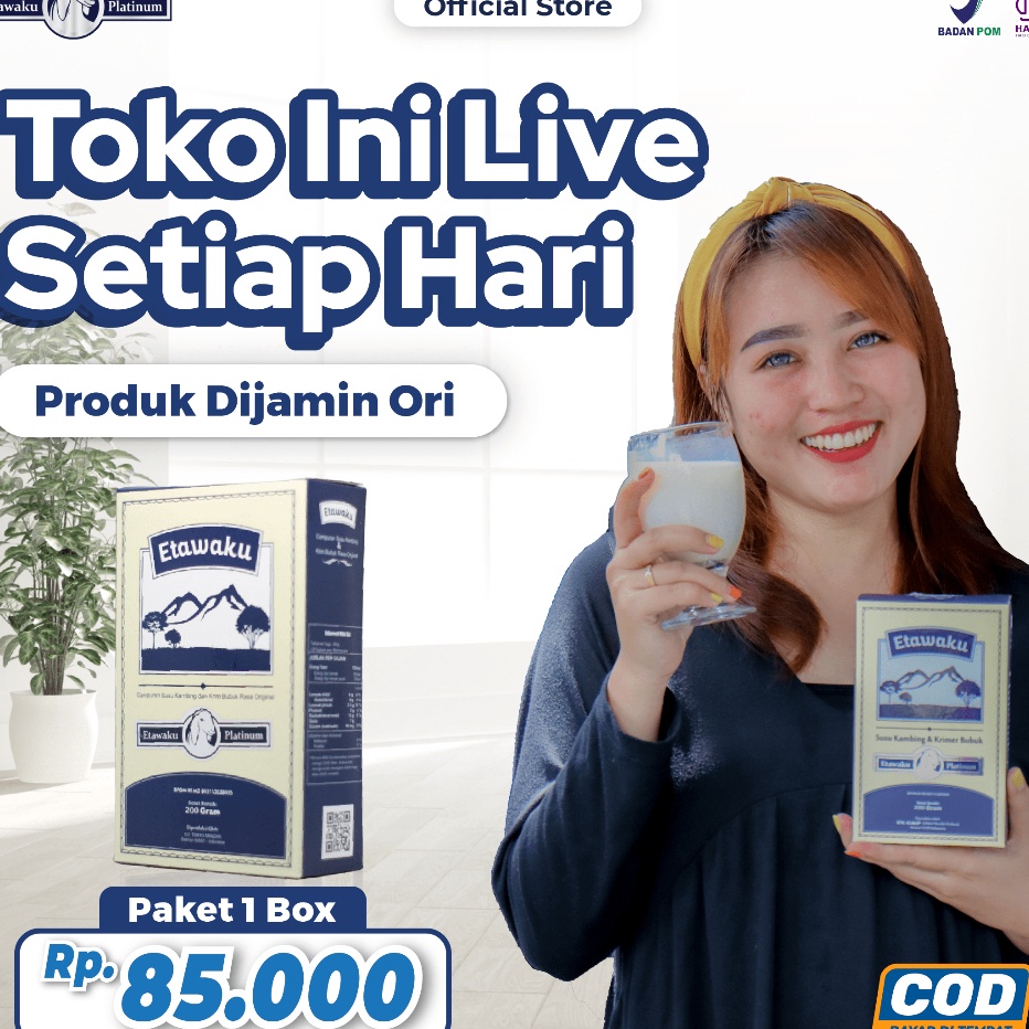 

QJGY153 GROSIR Etawaku Platinum Susu Kambing Etawa Original Susu Kesehatan Sendi dan Pernafasan Paket 1 Box
