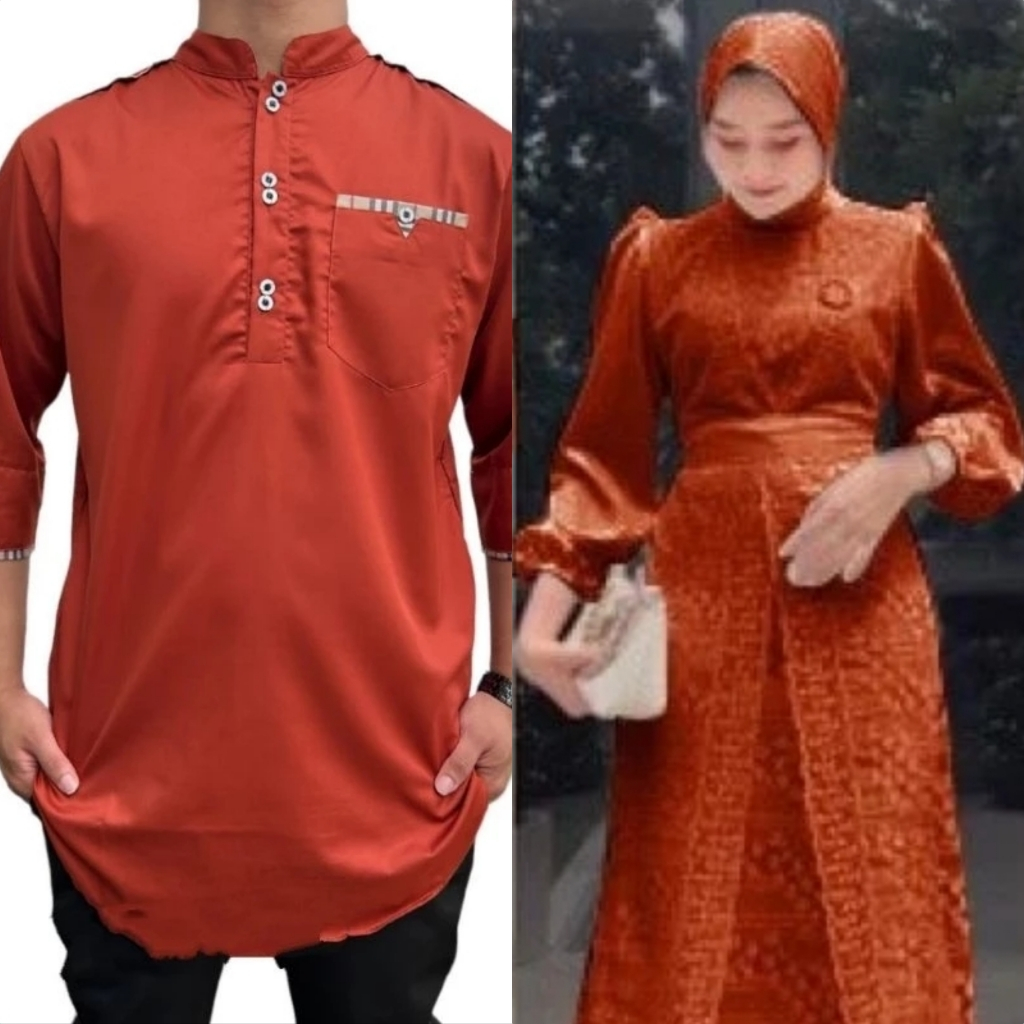GAMIS DRESS BAJU BRUKAT PREMIUM COUPLE PASANGAN MUSLIM SUAMI ISTRI AYAH IBU TERBARU KATUN S M L XL X