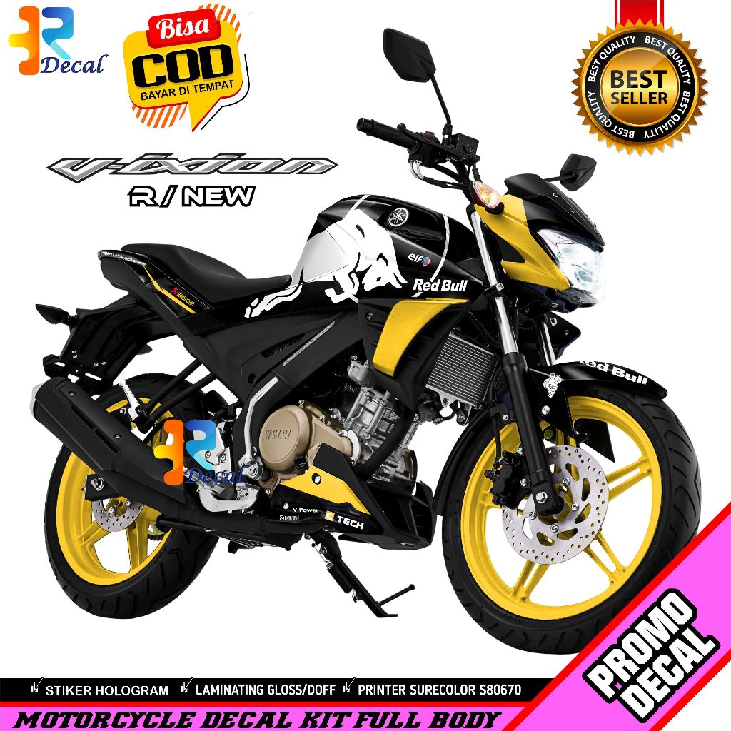 Decal Motor Vixion R All New Desain Red Bull Stiker Decal Full Body Terbaru