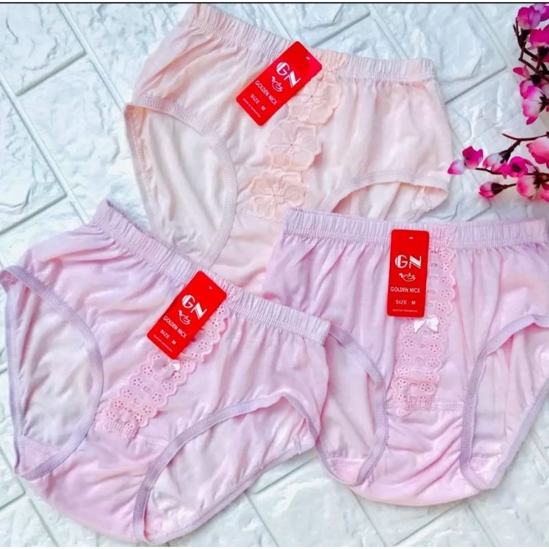 6pc Celana Dalam Wanita Golden nick Renda / Cd Cewek Gn Renda