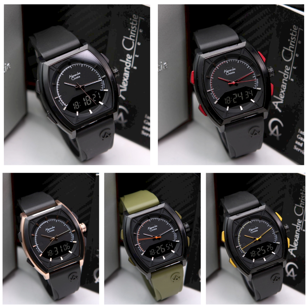 Jam Tangan Pria AC Alexandre Christie 9390 Dual Time Original - Tali Karet