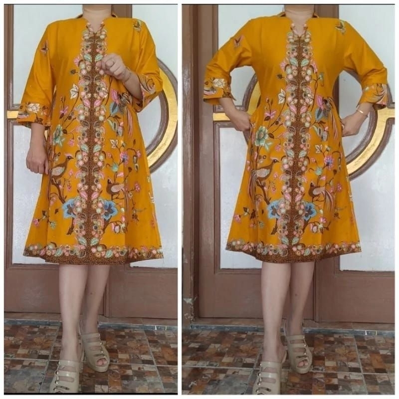 DRESS DRES BATIK JUMBO PREMIUM - BAJU ATASAN WANITA MODERN TERBARU - ATASAN BATIK WANITA LENGAN BELA