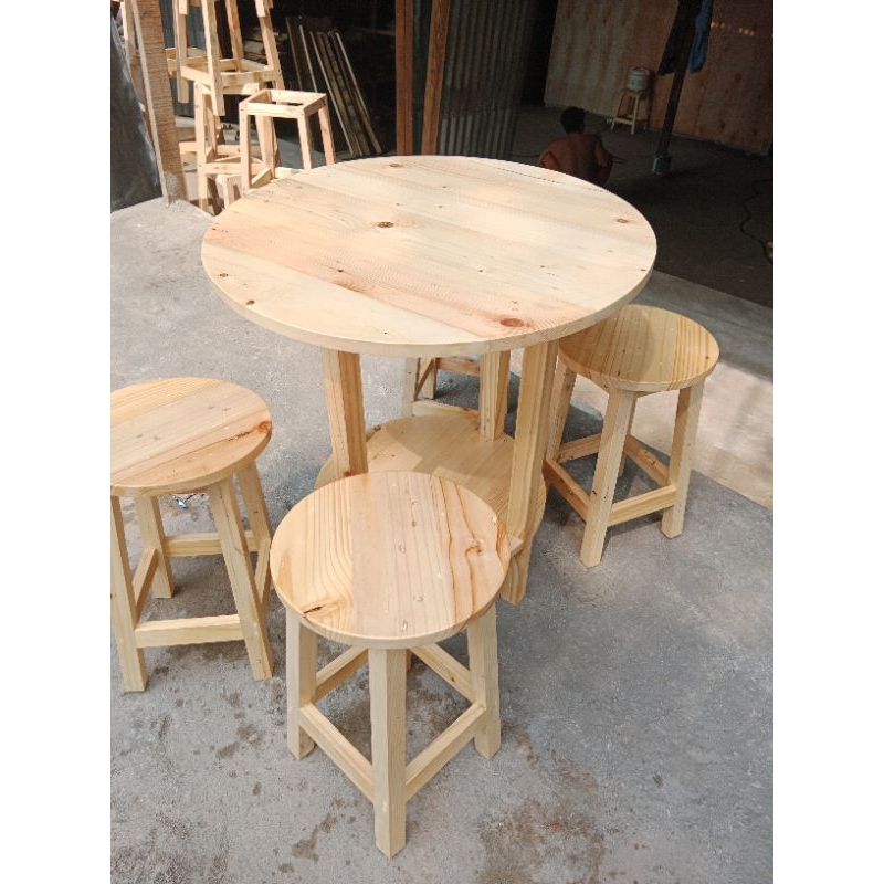 meja bulat full kayu jati Belanda