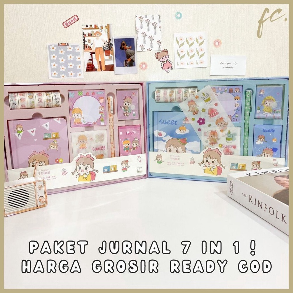 

Harga murah Paket Jurnal Set 7 in 1 Agenda Gift Box Hampers Hadiah Notebook Journal Diary 6 in 1 Boba Alat Buku Tulis Lengkap Scrapbook Cute Girl Sanrio Cinnamoroll My Melody Kuromi Panda Peach Kelinci Duffy Cat Sweetheart Cake Shop Import Grosir