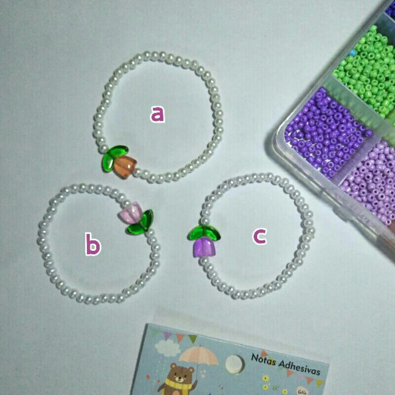 Tulip mutiara pearl bracelet gelang manik manik bunga tulip