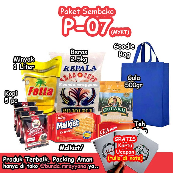 

[#P-07] Paket Sembako (kode P07-MYKT) budget 100rb, 100k, lebaran munggahan, goodie bag, bingkisan ramadhan, puasa, hemat, IDUL FITRI, munggahan, goodie bag, ramadan, parsel, parcel, hampers, gift, hemat, IDUL FITRI