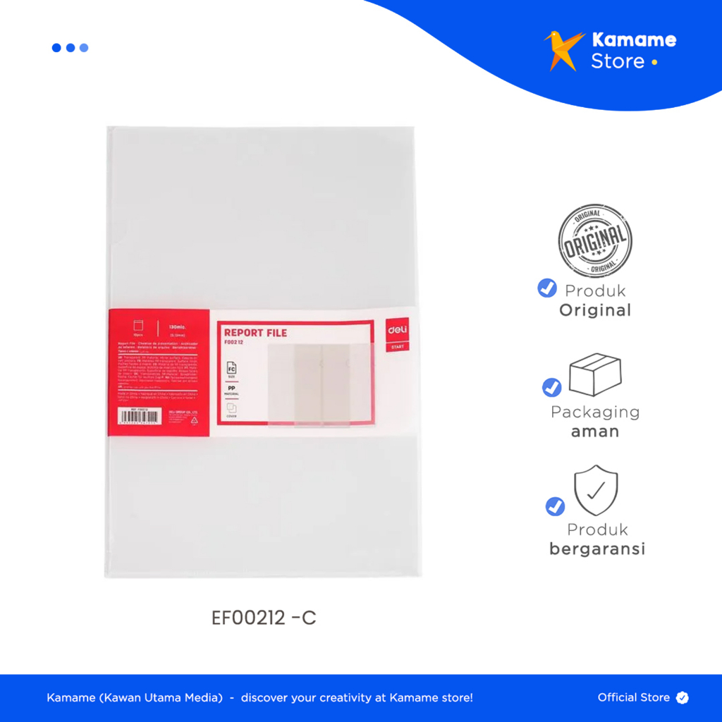 

Deli Report Cover Transparent - File Map Folio Bening 1 Set EF00212 - Kamame