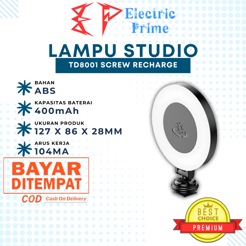 Selfie Ring Fill Light LED Lampu Flash 3 Mode Make Up Vlog 1/4 Screw Round Interface TD8001 Live Bro