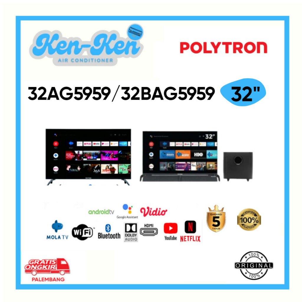 TV LED Android Polytron 32AG5959/ 32BAG 5959 LED Polytron 32 Inch Android TV