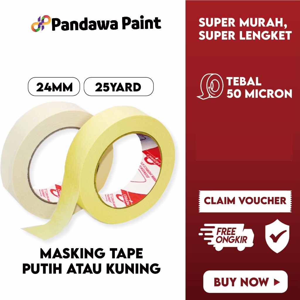 

HORICI 24MM*25Y ISOLASI KERTAS / MASKING TAPE PEREKAT KUALITAS BAGUS LEBIH TEBAL WARNA