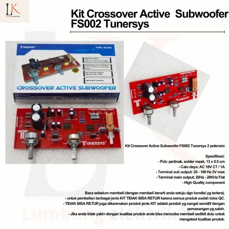 Kit Crossover Active  Subwoofer FS002 Tunersys