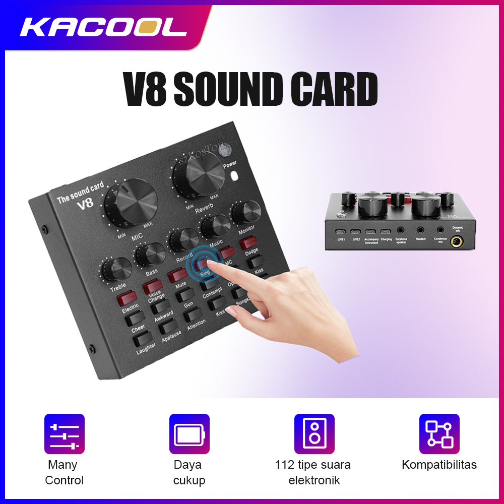 Sound Card V8 Mixer Bluetooth SoundCard V8 Audio Sound Card USB External Soundcard