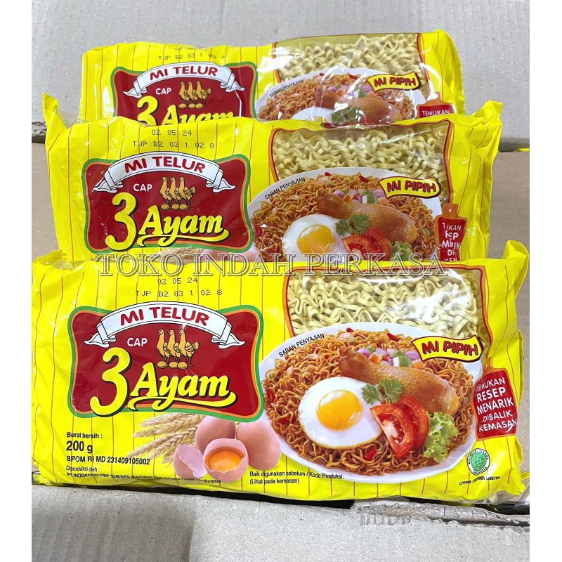 

Mie Telur Cap 3 Ayam 200grm / Mie Telur