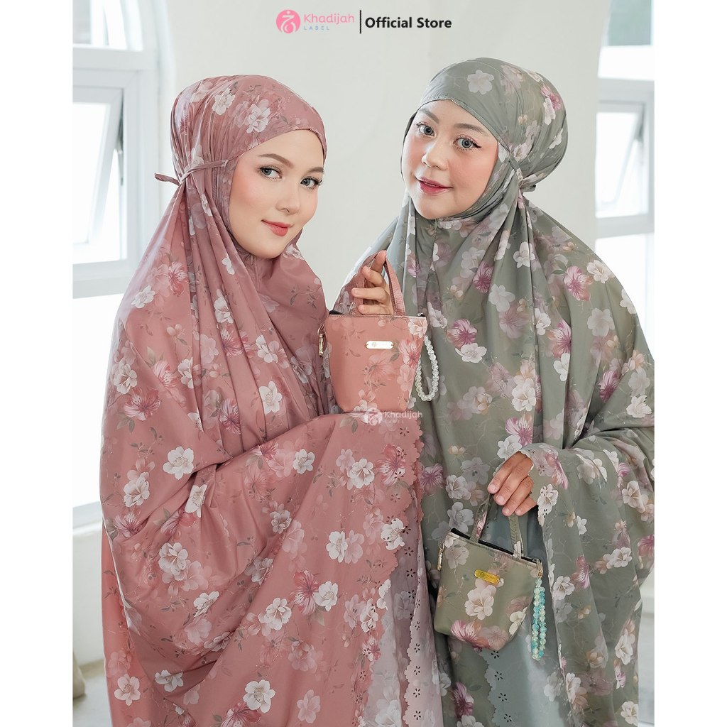 Mukena Mini Travel Motif Parasut Premium Korea Mukenah Traveling 2 in 1 Jumbo Pouch Rubina