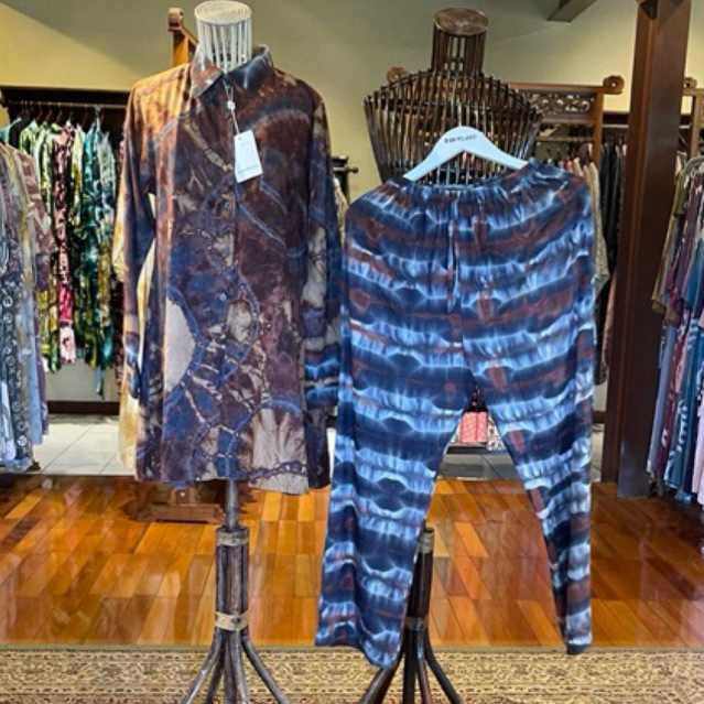 Alya set tunik + Pants Jumputan By Dian Pelangi Original Baju tidur pejamas Piyama