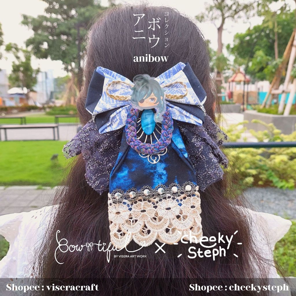 Anibow Kaeya 5 Genshin Impact Bow Jepit Rambut Aksesoris Cosplay Hairpiece Headpiece