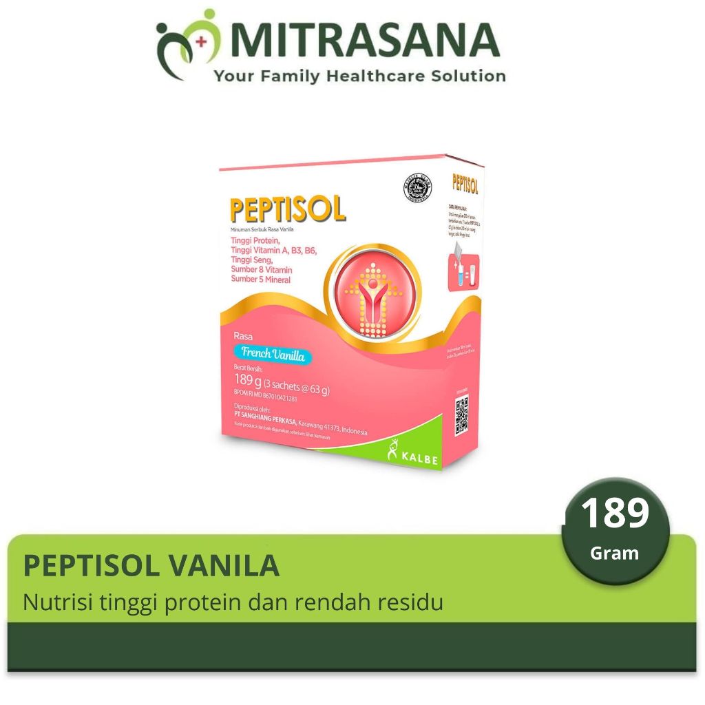 

Peptisol Cokelat dan Vanilla 189 Gram - Nutrisi Tinggi Protein Rendah Residu