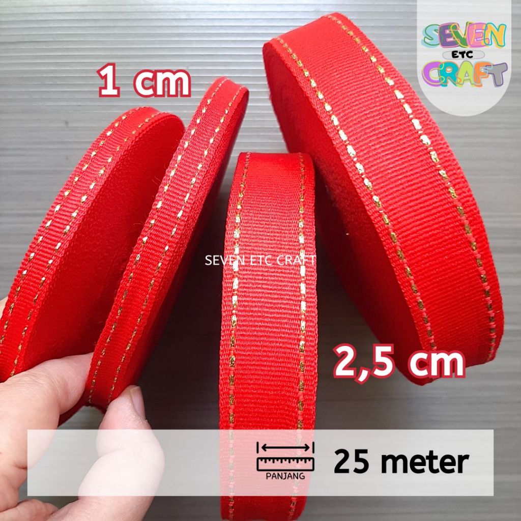 

Pita Bis Polyester Imlek Merah STRIP Emas
