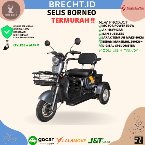 Sepeda Listrik Roda Tiga Selis Borneo 500 Watt