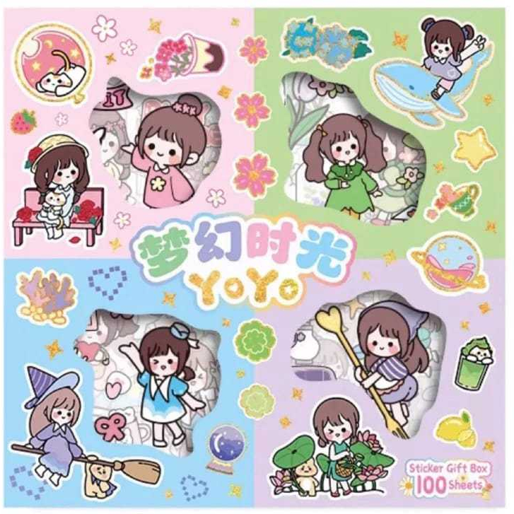 

Stiker 2D 100 Lembar Sticker MoMo Kartun Korean Lucu Anak/SANRIO/YOYO/Stiker Viral