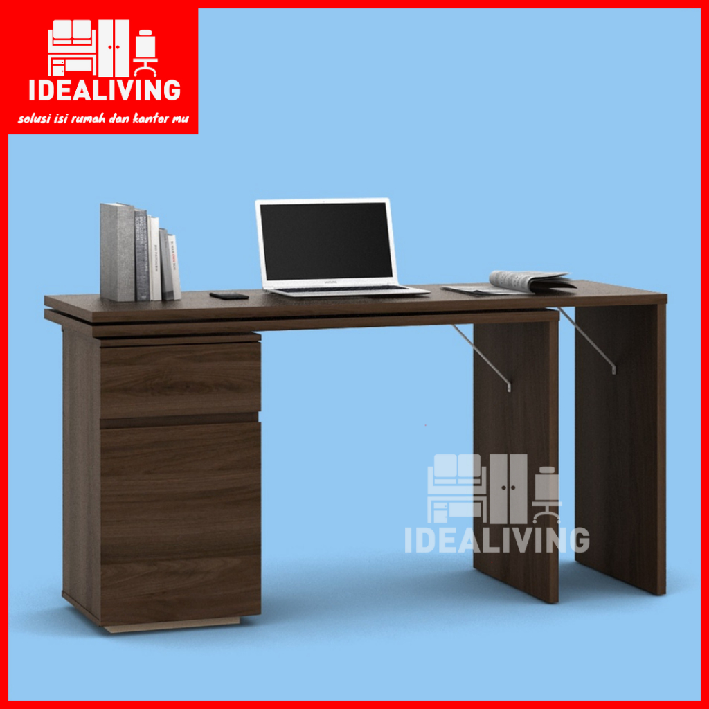 TURNY DK150 MEJA KERJA SUDUT DENGAN LACI DAN KABINET PENYIMPANAN