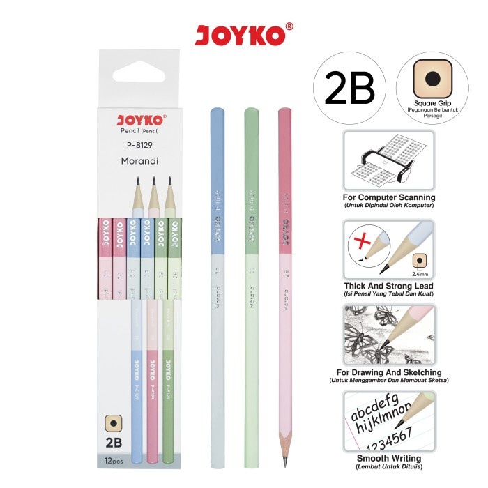 

V2_Pensil Pencil Joyko P-8129 2B 1 Box 12 Pcs Morandi