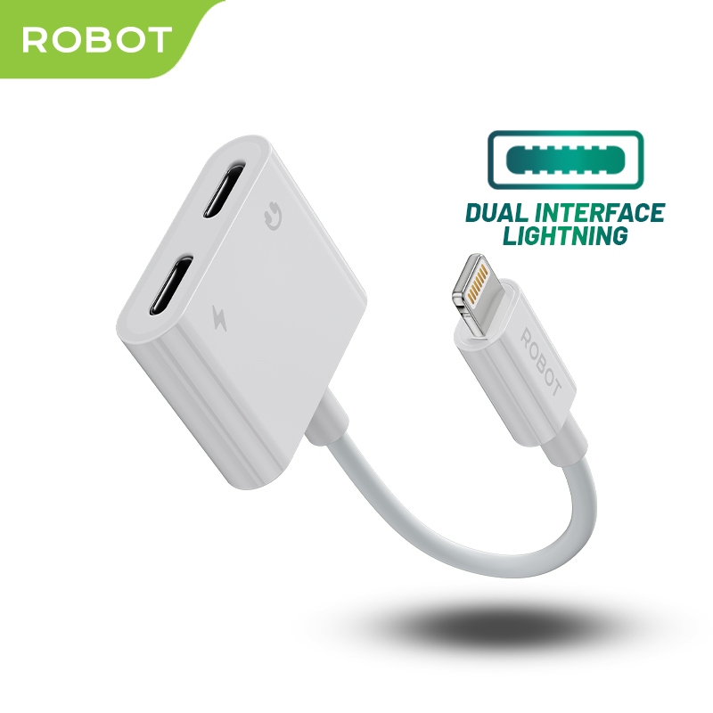 ROBOT Converter RUL01/RUL02/RUL03 Lightning to Jack Audio 3.5mm + Type C Splitter for iPhone Adapter