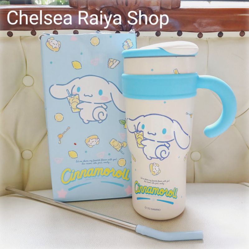 Tumbler Stainless Gagang + Sedotan Sanrio Cinnamoroll Lemon 1200ml Cinamorol Cinamoroll Cinnamonroll