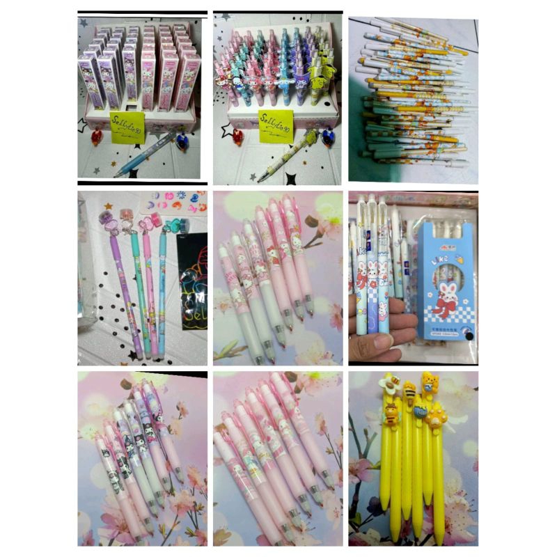 

pulpen bisa hapus pena gel karakter lucu unik isi 5pcs