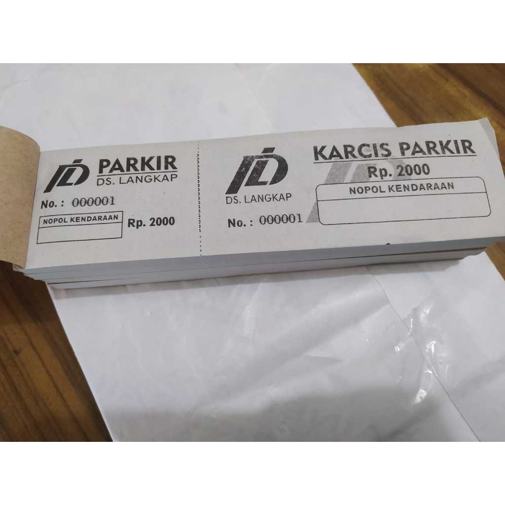 

Cetak Custom Karcis Parkir/ Tiket Masuk/ Label Kiriman Kertas Buram 50gr ukuran 1/6 F4