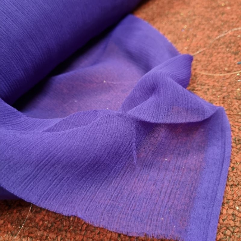 Kain Sifon Polos Yoryu Serat Jagung / Chiffon Crinkle / Bahan Sifon Semi Sutra Premium ( Sari India 