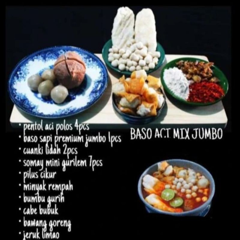 

KODE B Baso Aci Mix Jumbo, Kerikil, Seafood, dan Pentol Sapi