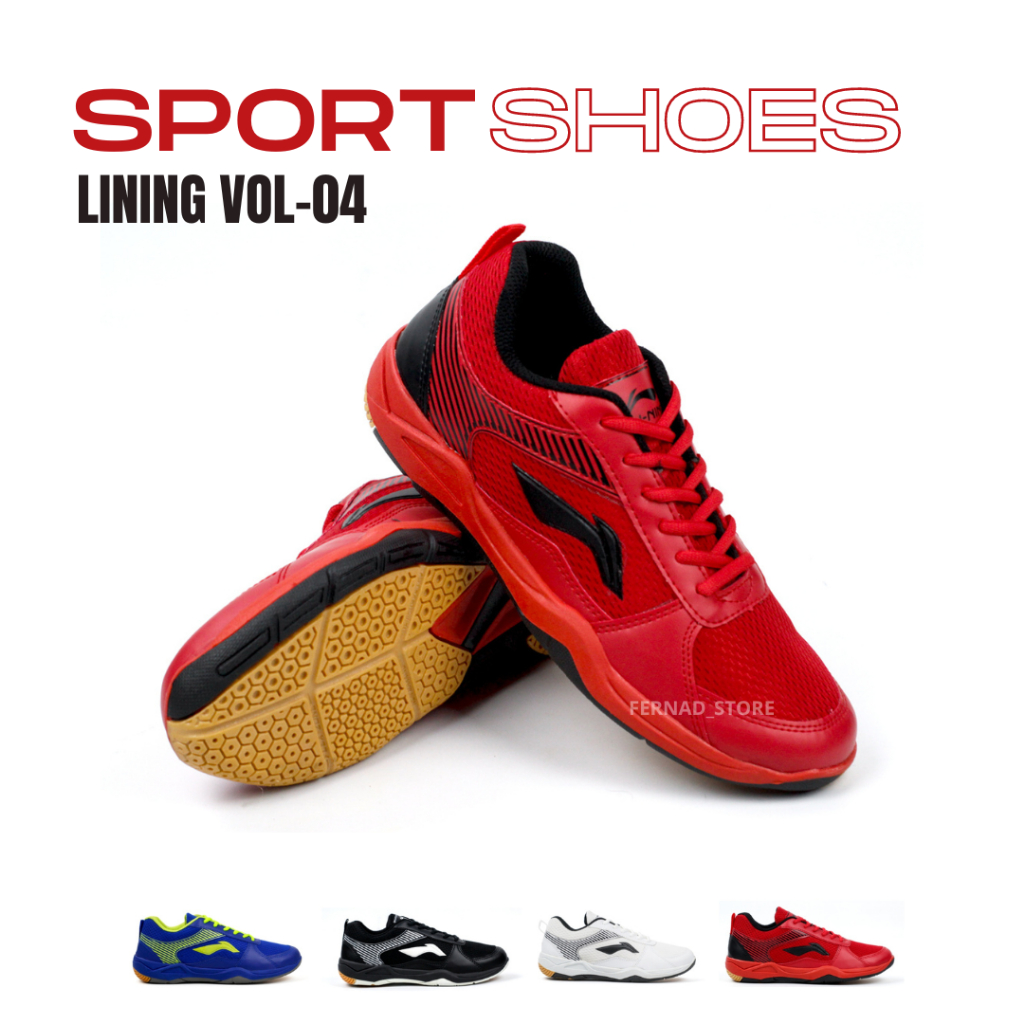 SEPATU WORKING LINING VOL 4 / SEPATU BADMINTON/BULU TANGKIS/LARI/VOLI PRIA PREMIUM
