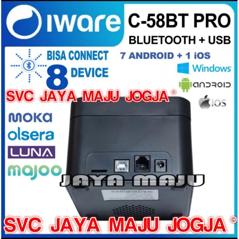 IWARE C58 BT PRO - BLUETOOTH 5.1  USB - SPEED  90 MM/S  ||  MINI PRINTER KASIR THERMAL - LINE PRINTI