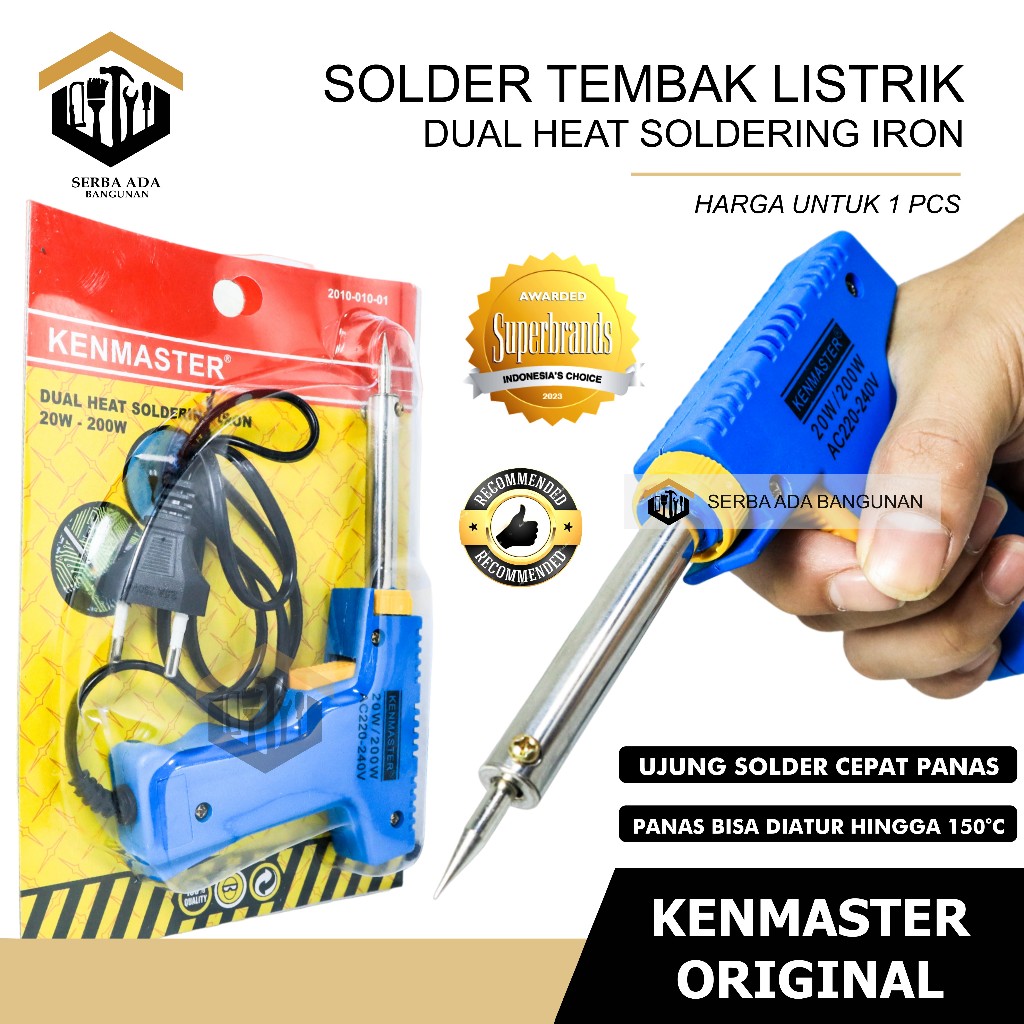SAB Kenmaster Dual Heat Soldering Iron - Alat Solder Pistol Tembak 20V-200W Termurah Berkualitas Ken