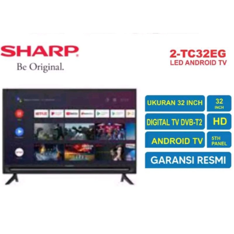 ANDROID TV 32 INCH SHARP 32EG 32EG1 BISA YOUTUBE NETFLIX GOOGLE PLAY