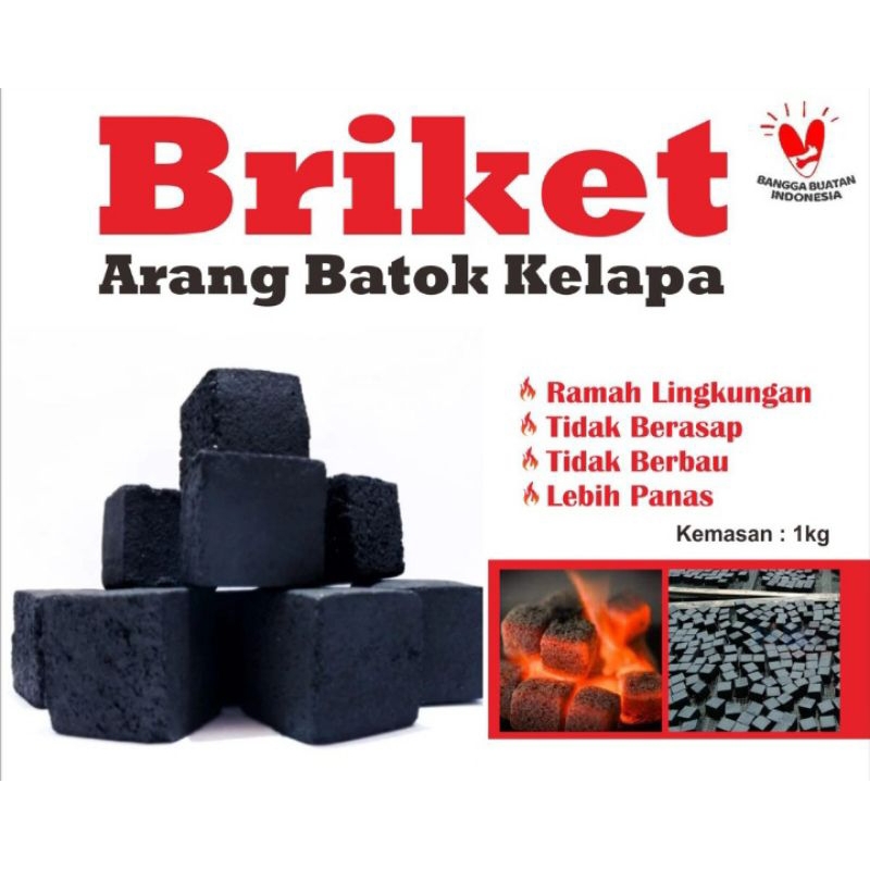 BRIKET ARANG BATOK KELAPA, KEMASAN 1KG