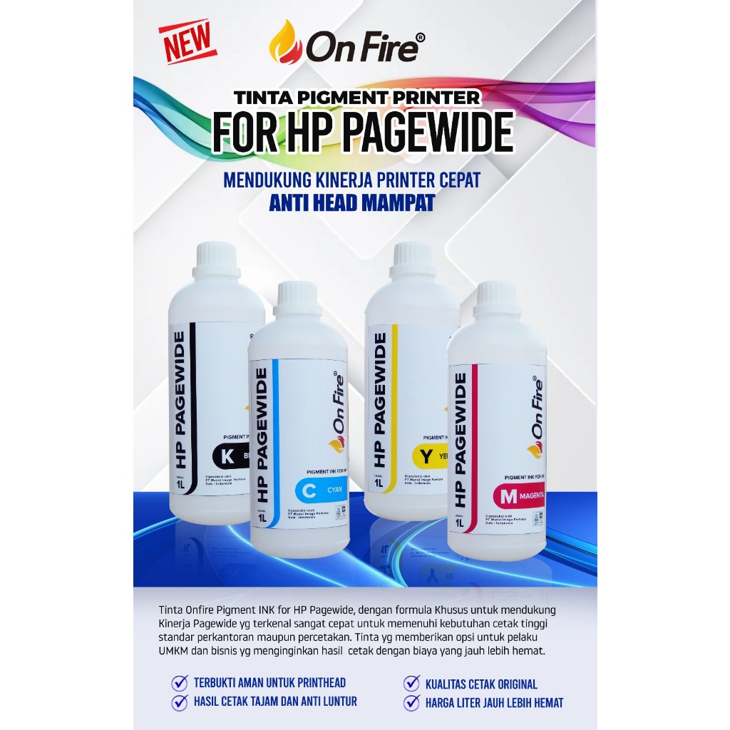 Tinta Onfire Pigment HP Pagewide 477 577 E568 E56850
