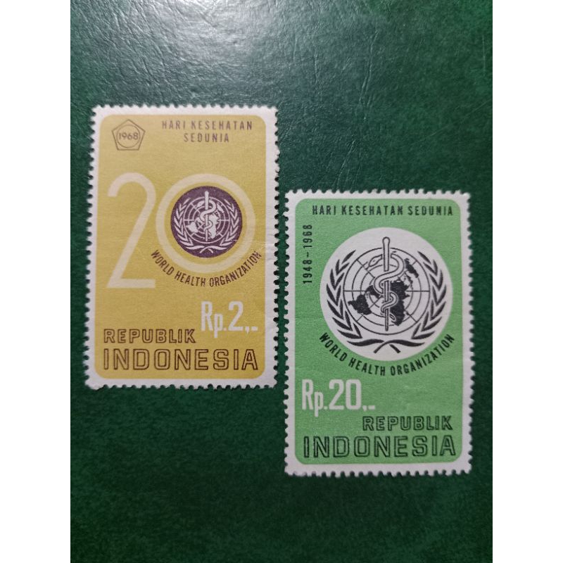

Prangko Indonesia 2 Pcs WHO tahun 1968 UN USED