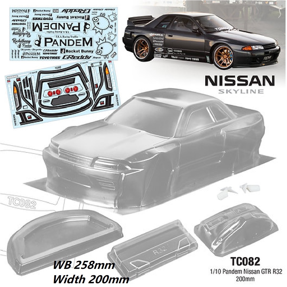 Team C Pandem Nissan GTR R32 1/10 Clear Body Shell Rc Drift Rally