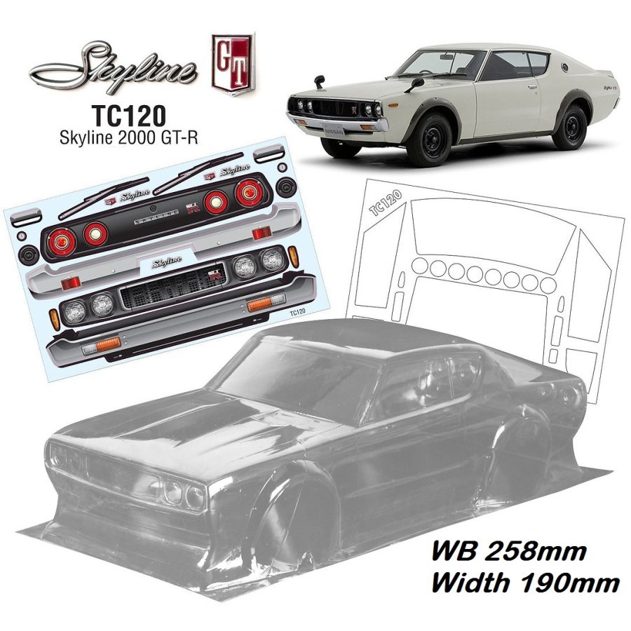 Team C Nissan Skyline 2000 GT-R 1/10 Clear Body Shell Rc Drift Rally