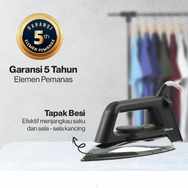 Miyako Setrika Iron Anti Lengket EI-2000 B El2000B EI 2000 B El 2000B Garansi Resmi Model Klasik