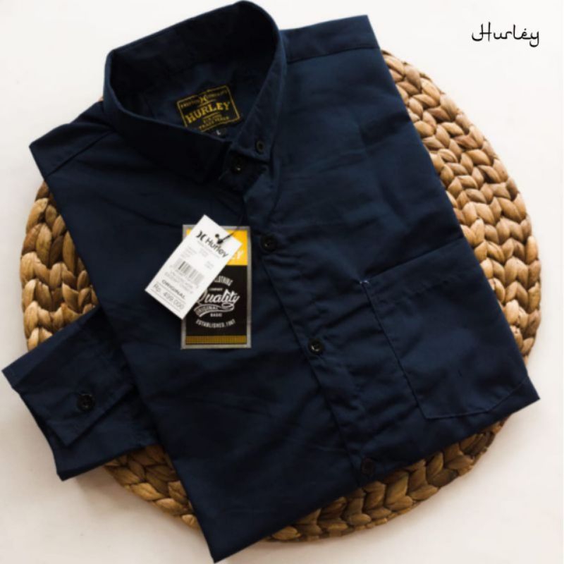 Kemeja Pria Polos Lengan Panjang Hurley