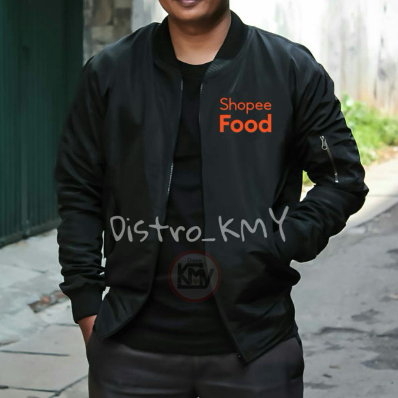JAKET BOMBER DRIVER FOOD/HITAM/TASLAND/UNISEX