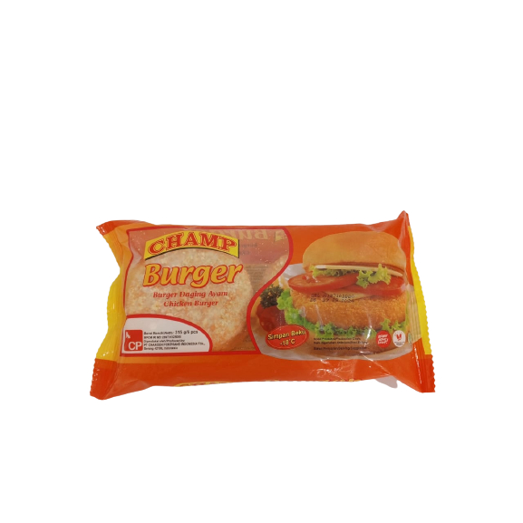 

Champ Crispy Burger 375gr 6s / Chicken Burger / Burger Daging Ayam / Isian Burger