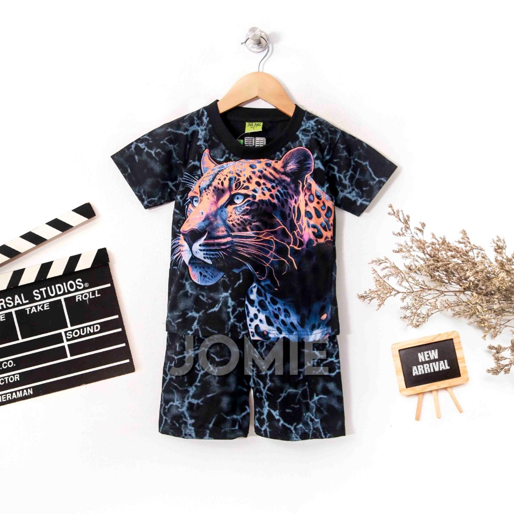 Baju Kaos Setelan Anak Laki-laki Motif Leopard Usia 2-10 tahun