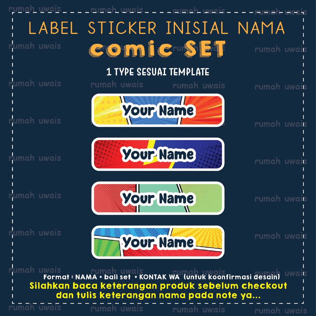 

Label sticker custom nama waterproof | sticker khusus baju / kain motif anak laki laki | rumah uwais