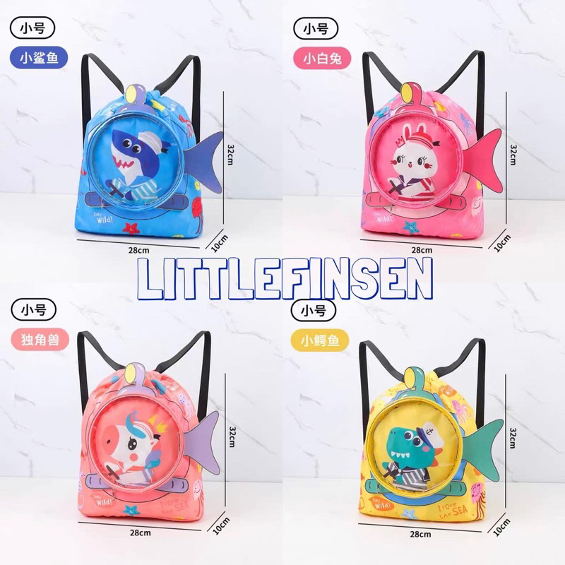 Tas serut ransel renang anak/tas renang anak dino shark unicorn