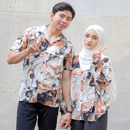 baju atasan couple pasangan lebaran 2024 remaja kekinian bahan rayon motif korean style terbaru